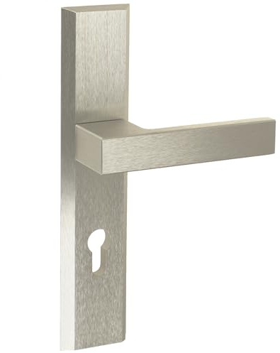 FEINZ Außentürgriff 72 mm Titansilber | Langschild, Türbeschlag, verdeckte Verschraubung, Außentüren, Europrofil-Zylinder, einfache Montage, hoher Schutz