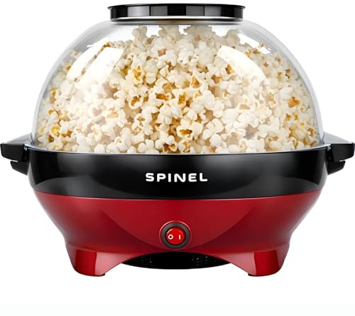 Spinel Popcornmaschine – Popcorn Mais Maschine Maker Mit Zucker & Salz & Öl, Groß Gadgy Kino Heißluft Popcornmaker, Retro Popper Popcornmais für Zuhause Mit Antihaftbeschichtung, 5.5L