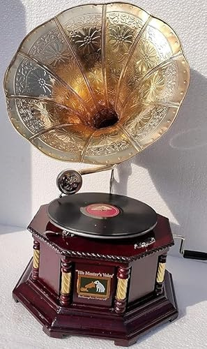 Grammofono originale / funzionante Grammofono BP – marrone e oro legno e ottone – 78 giri/min supporto per dischi – ideale per la decorazione della casa