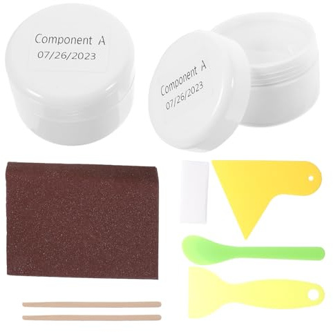 OFFIGAM Kit di Riparazione Piastrelle Riparatore Smalto per Lavabo e Ceramica Bianco Particelle di Cristallo e Resina UV per Bagno e Toilette
