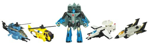Transformers Power Core Combiners Series Robot Action Figure - Autobot SKYBURST with 4 Aerialbots (Recon Plane Drone, Combat Helicopter Drone, Chopper Drone and Fighter Jet Drone)