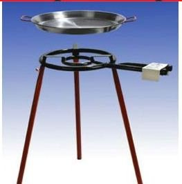 Muy Grande Paella Con Parrilla De Gas de 2 llamas de 50 cm Grabadora (17 kW), 55 cm y 70 cm Sartén, patas normal, incl. Manguera y Reductor de presión
