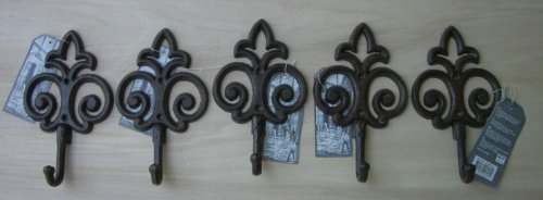 Esschert Design Garderobenhaken Haken 5er Set Landhaus Gusseisen braun