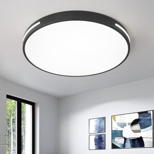 Style home LED Deckenlampe Deckenleuchte 96W dimmbar mit Fernbedienung | Runde Flach Deckenlampe, moderne Leuchte für Wohnzimmer Schlafzimmer Büro Küche, 50*50*5cm (Schwarz)
