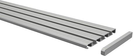 Interdeco Gardinenschienen Silber-Grau 3-/4-läufige Vorhangschienen aus Aluminium, Slimline, 280 cm