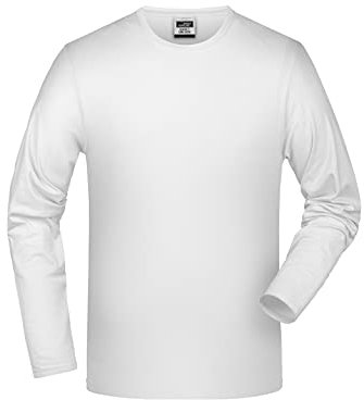 James & Nicholson Elastic Shirt Langarm - Schmal geschnittenes Langarm-Shirt mit Elasthan für Damen und Herren | Farbe: White | Grösse: M