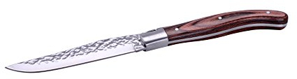 LAGUIOLE 16220 6er Steakmesser Set mit polierten Backen und gehämmerter Klinge Momuy Messer, Edelstahl, silber, 15 x 8 x 6 cm