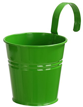 Dehner Pflanztöpfchen mit Bügelhalter, Ø 14 cm, Höhe 14 cm, Zink, grün
