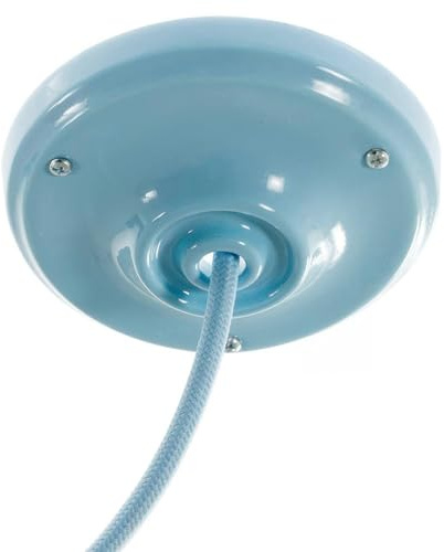 creative cables Kit rosone per lampadario da soffitto (ceramica azzurra, Ø 105 mm, 1 foro) – Fissaggio a staffa per lampadari e sospensioni singole – Include 3 viti, 3 tasselli e 1 tendicavo