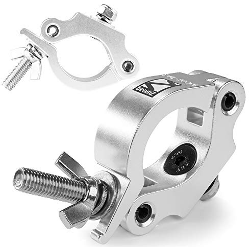 BeamZ BC50-200 Half Coupler Slimline Lighting Clamps Set - 2x Aluminium O-Clamps for DJ, Stage & Theatre Truss Fixtures, M10, 48-51mm, 200kg Max Load, Heavy-Duty Design