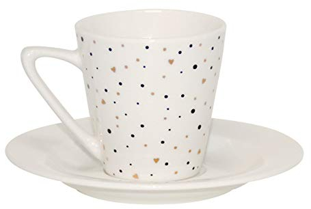 Dutch Rose Amsterdam Espressotasse mit Untertasse Porzellan 75 ml Kaffeetasse Mokkatasse Espresso-Set (Glitter weiß)