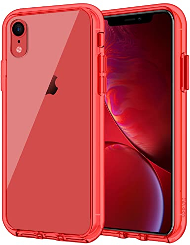 JETech Case for iPhone XR 6.1-Inch, Shockproof Transparent Bumper Cover (Red)