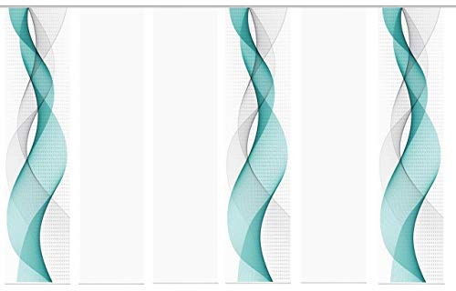 Home Fashion 6er-Set Schiebegardinen OPALIA, 6 x 245 x 60 cm, inkl. Zubehör, Farbe:türkis