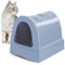 PETGARD Bac à litière pour chat avec tiroir - Avec rabat basculant - Avec filtre - Avec pelle - Bleu