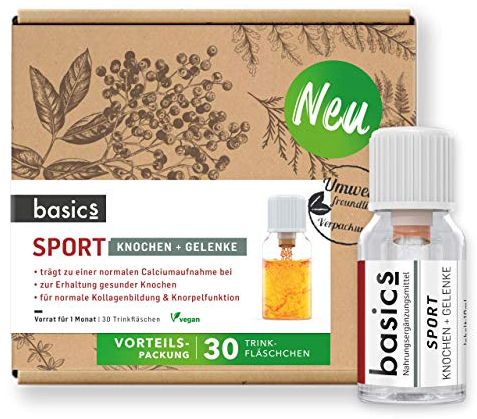 basics SPORT Vitamin Komplex Monatskur, 30 x 10ml Fläschchen, Hochdosiert, mit Vitamin K, B12, D3, Mangan und Zink für den Erhalt von Knochen und Gelenken, Vegan