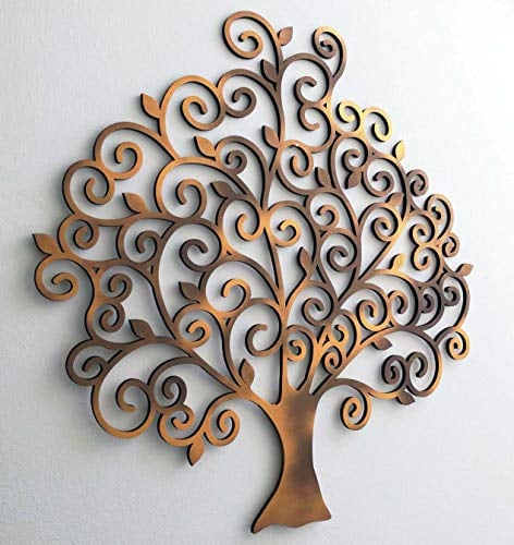 kh Teile Wanddeko Holz Lebensbaum Baum Wandbild Dekoration Natur Innen Außen Garten Geschenk Idee Wandschmuck Wand Deko (40 x 40 cm) Wohnzimmer Schlafzimmer Flur usw