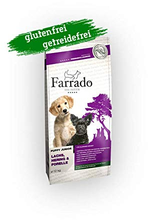 Farrado Welpenfutter | Puppy Junior getreidefrei & glutenfrei - Trockenfutter mit Lachs, Hering, Forelle (12 kg)