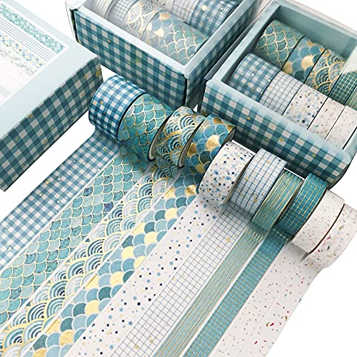 SWECOMZE 10 Rollen Washi Tape Set, Dekoratives Klebeband, DIY Papier Tape, Masking Tape Klebebänder Set (B)