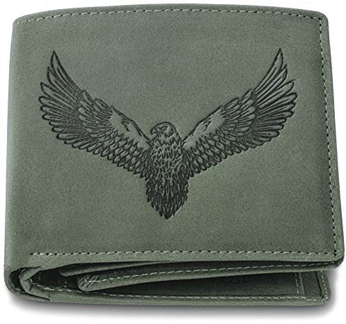URBAN FOREST Zeus Leder Geldbörse für Herren, Vintage Grün, Doppelt gefaltete Brieftasche