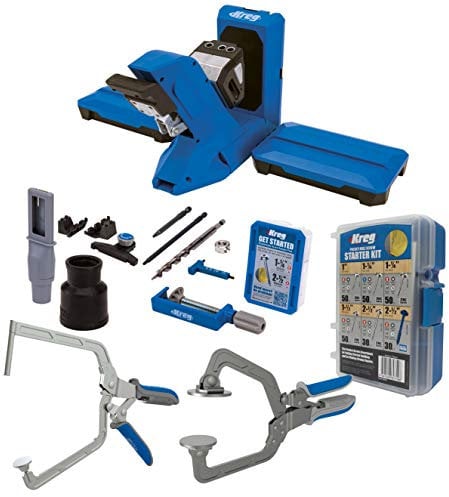 Kreg Pocket-Hole Jig 720PRO with the KHC3 Face Frame Clamp KHCRA Right Angle Clamp and the SK04 Starter Pocket Hole Screw Kit