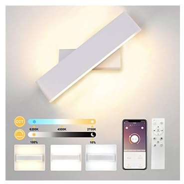 Elitlife Wandleuchte Innen mit Fernbedienung & Bluetooth APP 24W LED Wandlampe Dimmbar Einstellbare Helligkeit 2700K-6500K Smart Wandleuchte Dimmbar (Weiß)