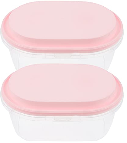 DOITOOL 2pcs Ice Cream Storage Freezer Container With Lids Ice Cream Tubs Freezer Containers for Homemade Ice Cream 1000ml Pink