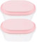 DOITOOL 2pcs Ice Cream Storage Freezer Container With Lids Ice Cream Tubs Freezer Containers for Homemade Ice Cream 1000ml Pink