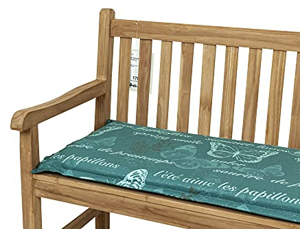 Kettler Polen KETTtex 2388 Auflage Gartenbank Bali 110x50x6 cm blau/Petrol Schmetterlinge Sitzpolster (ohne Bank)