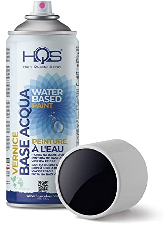 HQS Bomboletta di Vernice Spray 400ml Base Acqua Colori Ral (Ral 9005 Nero Lucido)