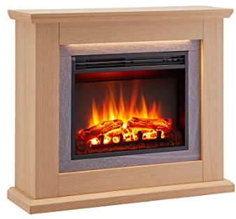 FLAMME Evora Fireplace with 39'' surround with 2kW Fireplace Heater Natural Oak Multiple Colours Available