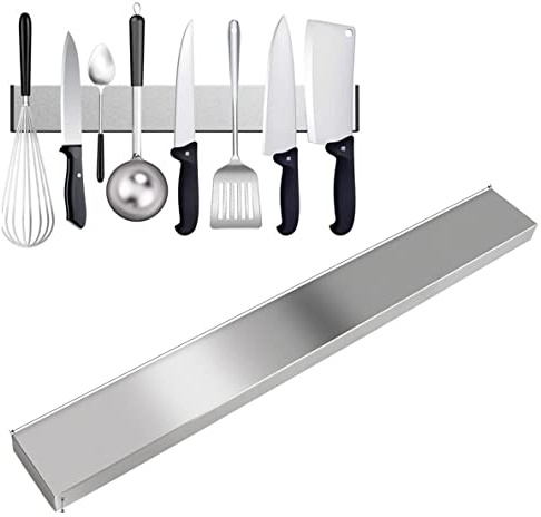 2er Set Magnetleiste selbstklebend 50cm - Messerleiste Edelstahl Ohne Bohren | Magnetschiene für Werkzeug & Küchenutensilien | Werkzeugleiste mit Klebeband | Messerhalter Wandhalter | Werkzeughalter