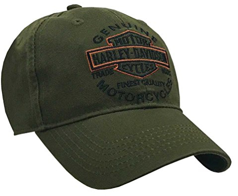 Harley-Davidson Baseballkappe für Herren, Bestickt, Lange Stange und Schild, Olivgrün, Grün, Einheitsgröße