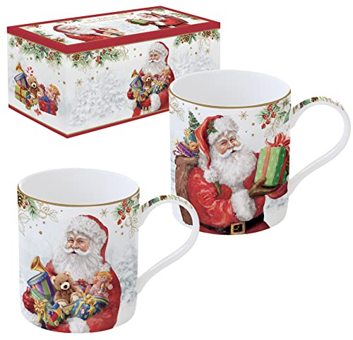 Easy Life Set mit 2 Tassen, 35 cl, aus Porzellan, SANTA IS COMING