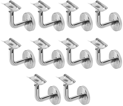 Gimisgu 10 Stück Edelstahl Handlaufhalter, Handlaufverbinder mit Abdeckrosette, Handlauf Wandhalter Neigung Verstellbar für Innen- und Außenhandläufe Wandhalter, Handlaufhalter 49 x 29 mm