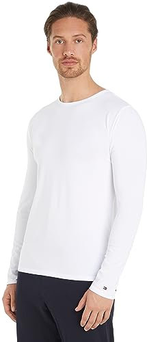 Tommy Hilfiger Men’s 3 Pack Basic Long Sleeve Tops, Multicolor (White/White/White), M