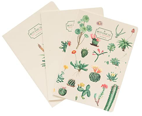 Kokonote Botanical Cacti Pack 3er Pack Notizbücher A5 - Notizbuch klein A5-1 Notizbuch Liniert 1 Notizbuch Dotted 1 Notizbuch Blanko - Notizblock A5