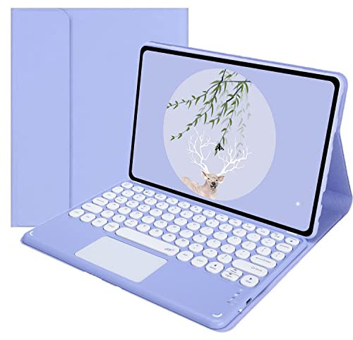 HEUCYL Étui Clavier pour Lenovo Tab M10 FHD Plus TB-X606F / TB-X606X 10,3 FHD avec Pavé Tactile Touches Rondes, Clavier Magnétique Détachable sans Fil Bluetooth Français étui Folio Fin,Violet