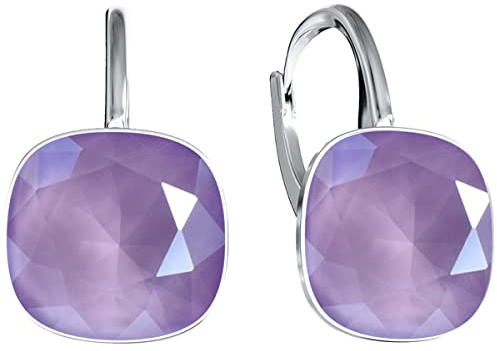 Damen Hängen Ohrringe Silber 925 mit Marken Kristalle Zirkonia - Schmuck Echt Silberne Hängende Ohrhanger für Frauen und Mädchen - Hängeohrringe Ideal Geschenk (Lilac)