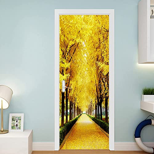 3D Art Adesivi Per Porte Fotomurali Autoadesivi - Paesaggio Autunnale Di - Decalcomanie Per Porte Peel And Stick Carta Da Parati Per Porta Rimovibile Impermeabile In Vinile 88 X 200 Cm -
