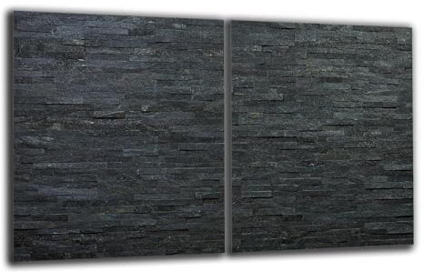 Herdabdeckplatte Abdeckung Ceranfeld Abdeckplatte Schneidebrett 2-Teilig 80x52 Schiefer Ziegel Steine Schwarz Spritzschutz Glasplatte Ceranfeldabdeckung Sicherheitsglas Glasschneidebrett 2x40x52
