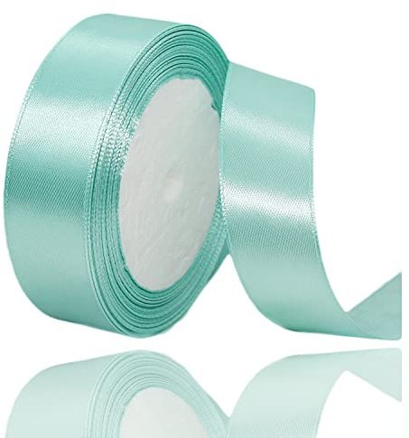 Nastri Verde Menta 20mm, 23 metri Nastro di Raso Verde Menta per l'imballaggio di regali, Artigianato fai da te, Bows Making, Mazzi di fiori, Palloncini, Festa nuziale e Decorazioni per torte