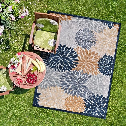 CAMILSON Teppich für drinnen und draußen, mehrfarbig, 200 x 25 cm, florales exotisches tropisches Muster, für Innen- und Außenbereich, leicht zu reinigen, fusselfrei, für Wohnzimmer, Garten und Küche