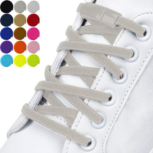 Cordones Elasticos Sin Atar - Cordones Ajustables Resistentes con Cierres Magneticos - Aptos en Zapatos y Zapatillas - Para Niños y Adultos (Gris)