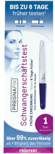 PREGNAFIX Schwangerschaftstest FRÜHE ERKENNUNG – 6 Tage früher testen, Schwangerschaftstest Frühtest, HCG Test, Frühschwangerschaftstest, Urin Teststreifen, Pregnancy Test, Zuhause Test – 1 Test