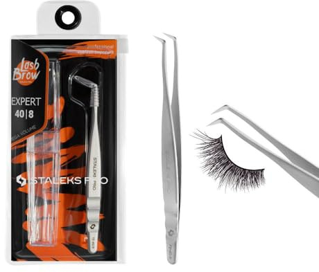 STALEKS PRO Pince professionnelle pour extension de faux cils en acier inoxydable Expert 40/8