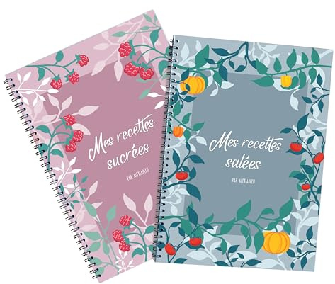 Duo de cahiers de recettes salées et sucrées à compléter, A4, organisateur de recettes pour passionnés de cuisine