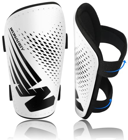 Schienbeinschoner Kinder Fussball Shin Pads - Fußball Ausstattung Mit Verstellbarem Klettverschluss- Leicht Langlebig rutschfest Aeeignet für Jungen und Mädchen im Alter von 2 bis 18 Jahren - Weiß S