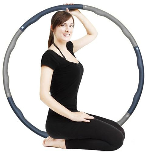 1,8kg Gewicht Hula Hoop Reifen Erwachsene Hullahub Reifen zum Abnehmen mit Wellendesign für fortgeschrittene 6 Teiliger und 100 cm Fitnessgerät für Zuhause Hoola Hoop Fitness