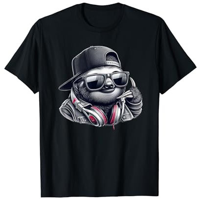 Faultier Sloth in Hip Hop Rapper Cap T-Shirt