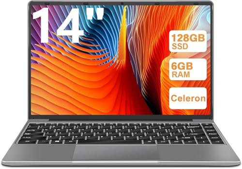 WOZIFAN PC Portatile 14 pollici Notebook Win 11 upto 2.8 GHz 6+ 128 GB ROM Supporta l'espansione SSD 1TB Celeron N4020 2.4G+5G WiFi 4.2 USB HDMI Tastiera italiana membrana mouse senza fili-Grigio
